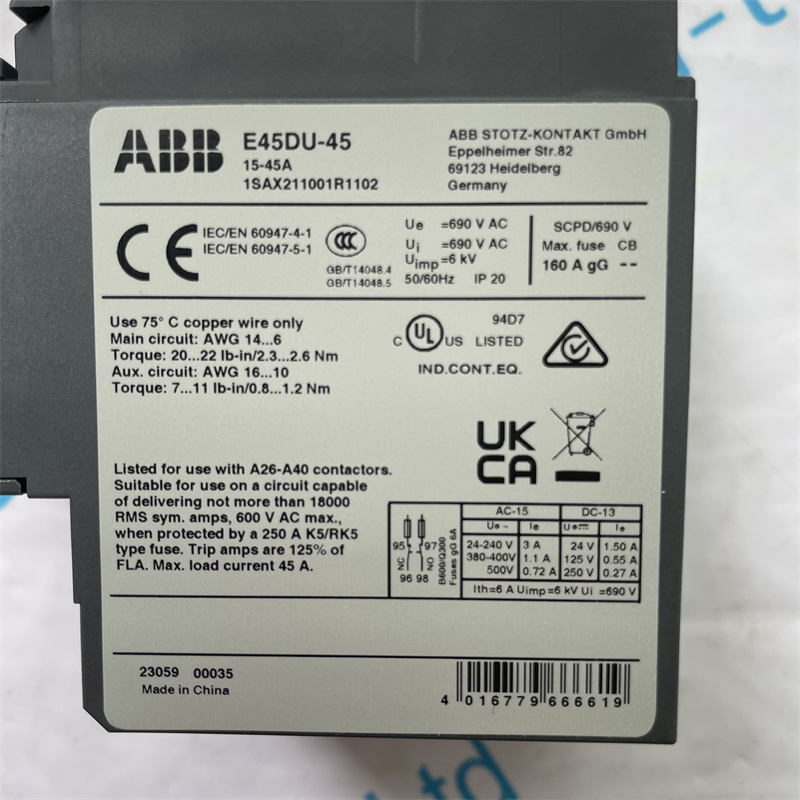 ABB thermal overload relay E45DU-45 1SAX211001R1102 