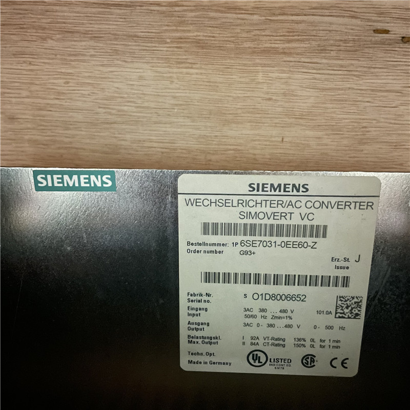 SIEMENS inverter 6SE7031-0EE60-Z G93 SIMOVERT Master drives Vector Control Converter Built-in unit