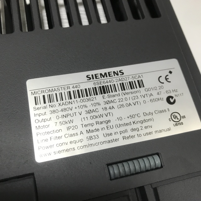 SIEMENS frequency converter 6SE6440- 2AD27-5CA1