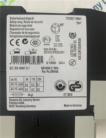 SIEMENS 3TK2827-1BB41 SIRIUS safety relay with relay enabling