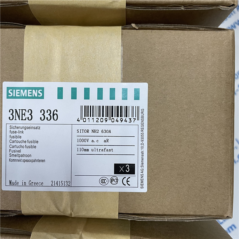 SIEMENS fuse 3NE3336 SITOR fuse link, with slotted blade contacts, NH2, In: 630 A, aR, Un AC: 1000 V, front indicator
