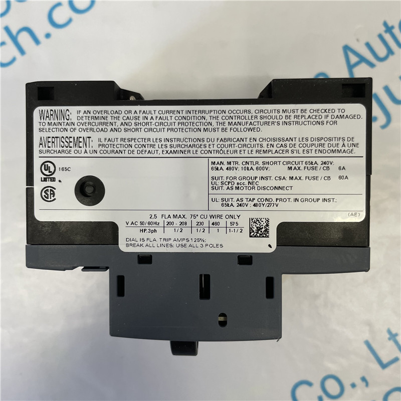SIEMENS molded case circuit breaker 3RV1011-1CA10 Circuit breaker size S00 for motor protection, CLASS 10 A-release 1.8...2.5 A N-release 33 A Screw terminal 