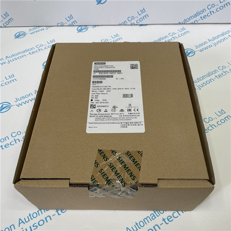 SIEMENS inverter 6SL3210-1KE21-7AF1 SINAMICS G120C RATED POWER 7,5KW WITH 150% OVERLOAD FOR 3 SEC 3AC380-480V +10/-20% 47-63HZ INTEGRATED FILTER CLASS A I/O-INTERFACE: