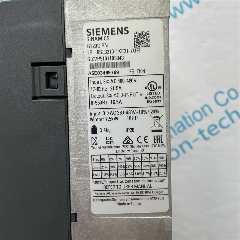 SIEMENS inverter 6SL3210-1KE21-7UF1