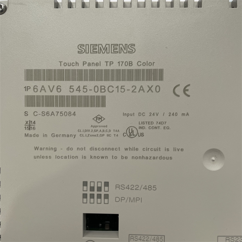 SIEMENS touch panel 6AV6545-0BC15-2AX0