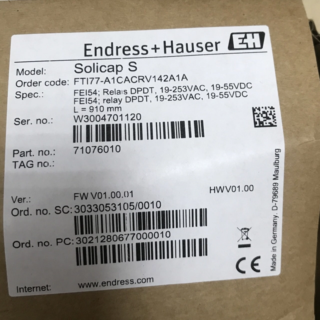 Endress+Hauser flowmeter FTI77-A1CACRV142A1A