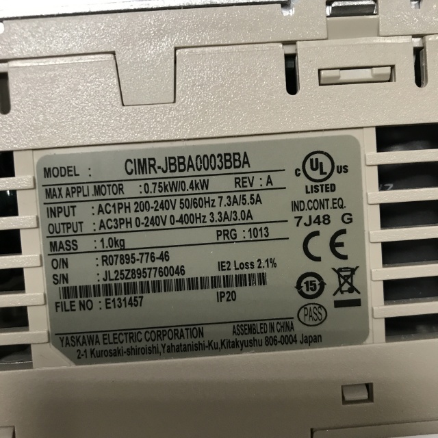 YASKAWA frequency converter CIMR-JBBA0003BBA