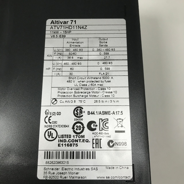 Schneider inverter ATV71HD11N4Z+VW3A1101