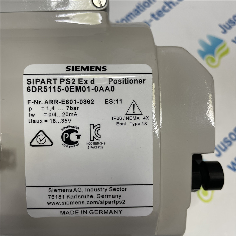 SIEMENS 6DR5115-0EM01-0AA0 SIPART PS2 smart electropneumatic positioner for pneumatic linear and part-turn actuators; 2-wire