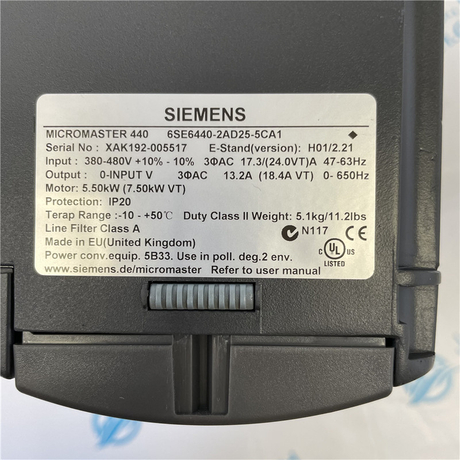 SIEMENS inverter 6SE6440-2AD25-5CA1 MICROMASTER 440