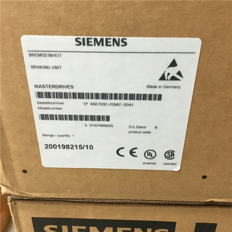 Siemens DC unit 6SE7032-7EB87-2DA1 SINAMICS / SIMOVERT MASTERDRIVES BRAKING UNIT 510 -650 V DC, 170 KW PROTECTION IP20 DOCUMENTATION ON CD