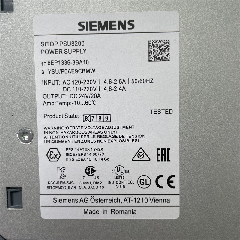 SIEMENS switching power supply 6EP1336-3BA10 SITOP PSU8200 20 A stabilized power supply input: 120-230 V AC 110-220 V DC output: 24 V DC/20 A