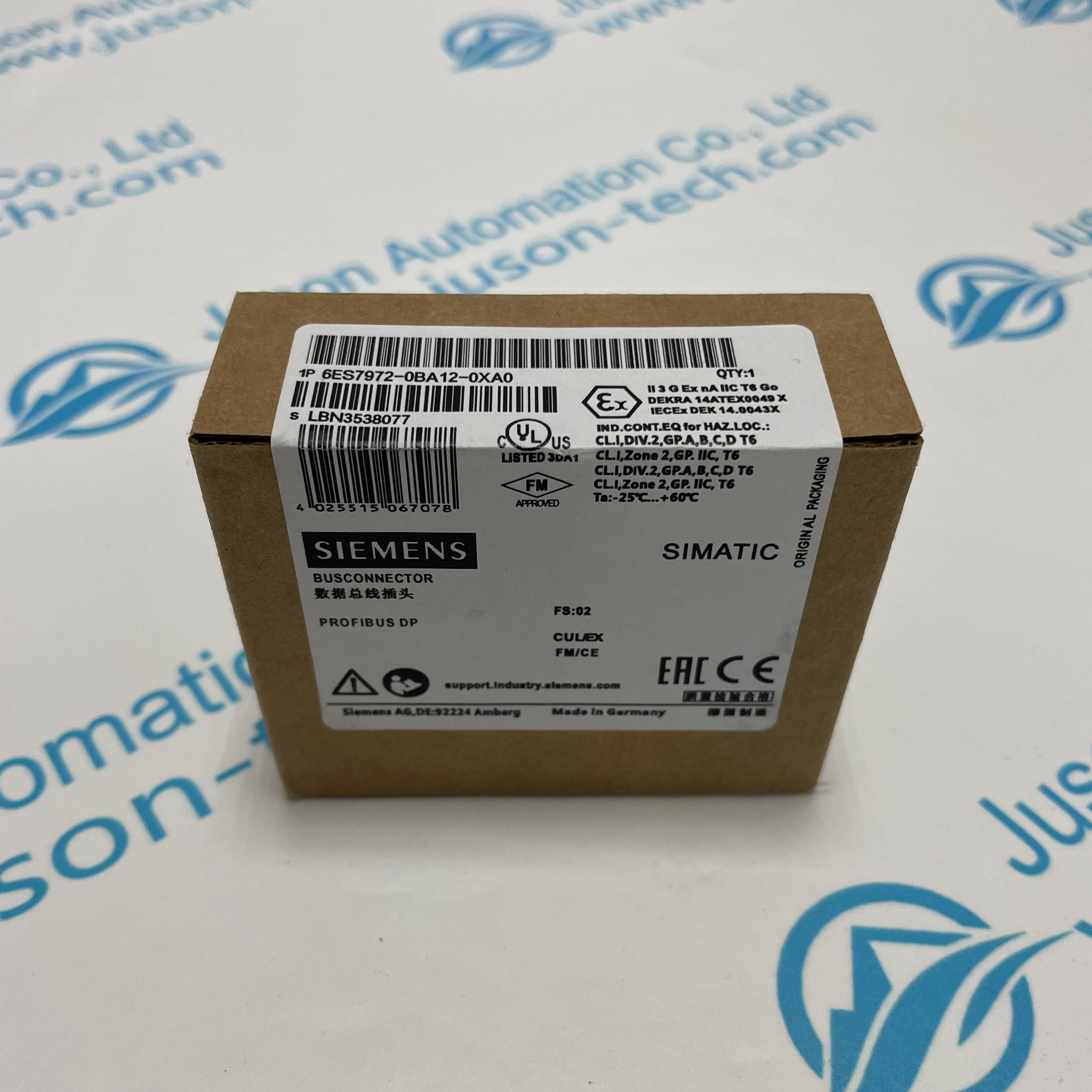 SIEMENS bus connector 6ES7972-0BA12-0XA0 SIMATIC DP, Connection plug for PROFIBUS up to 12 Mbit/s 90° cable outlet, 15.8x 64x 35.6 mm (WxHxD)