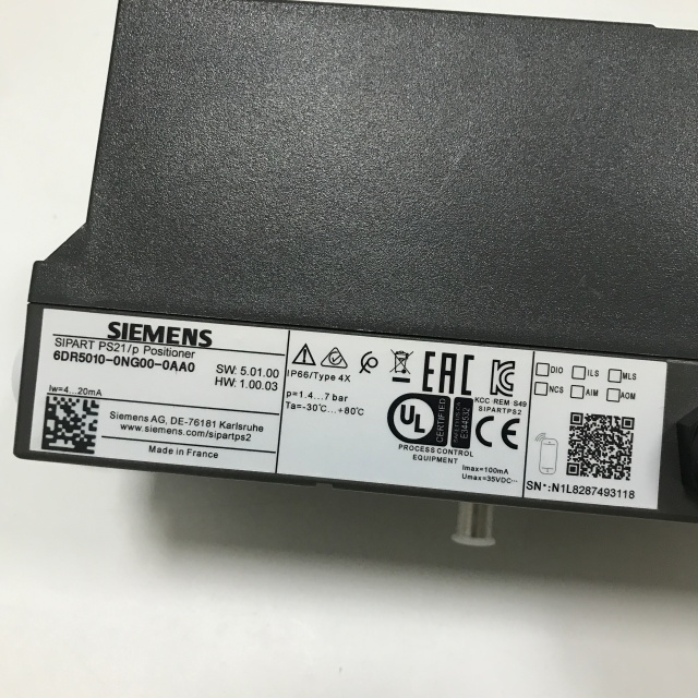 SIEMENS 6DR5010-0NG00-0AA0 SIPART PS2 smart electropneumatic positioner for pneumatic linear and part-turn actuators; 
