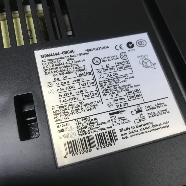 SIEMENS High performance soft starter 3RW4444-6BC45