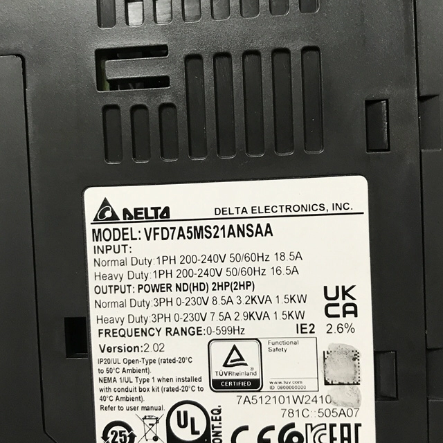 Delta inverter VFD7A5MS21ANSAA