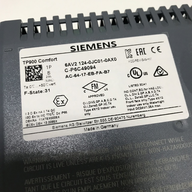 SIEMENS touch screen 6AV2124-0JC01-0AX0