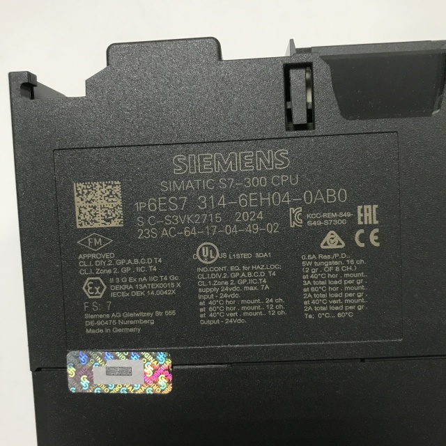 SIEMENS central processor module 6ES7314-6EH04-0AB0 SIMATIC S7-300, CPU 314C-2PN/DP Compact CPU with 192 KB work memory, 24 DI/16 DO, 4 AI, 2 AO