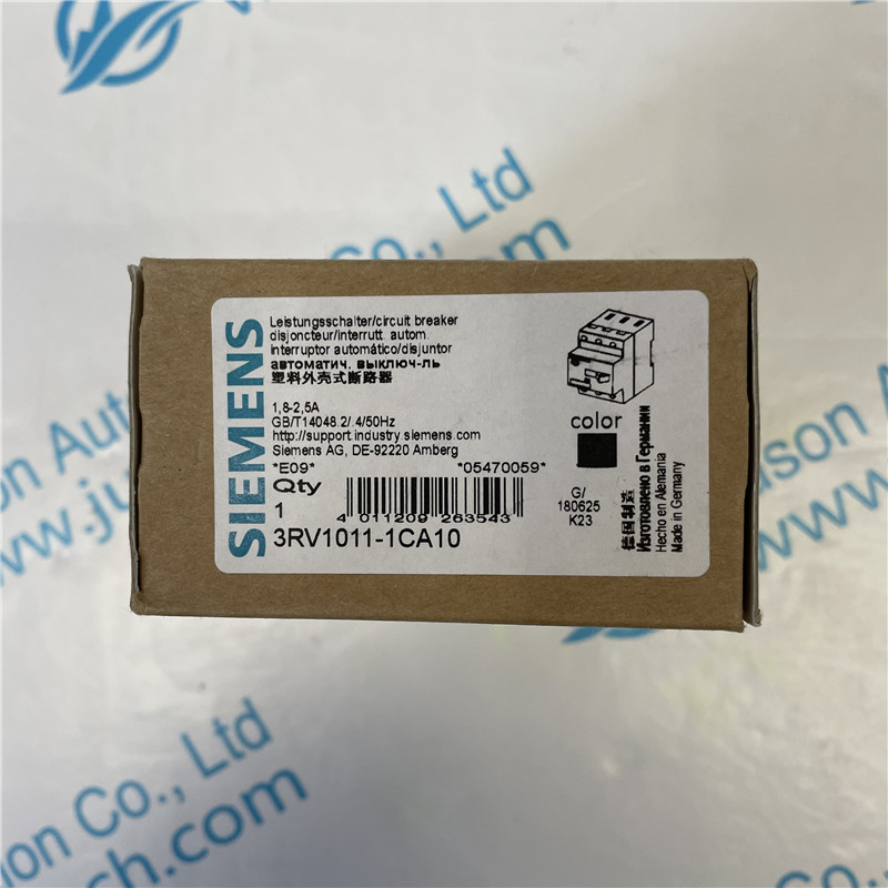 SIEMENS molded case circuit breaker 3RV1011-1CA10 Circuit breaker size S00 for motor protection, CLASS 10 A-release 1.8...2.5 A N-release 33 A Screw terminal 