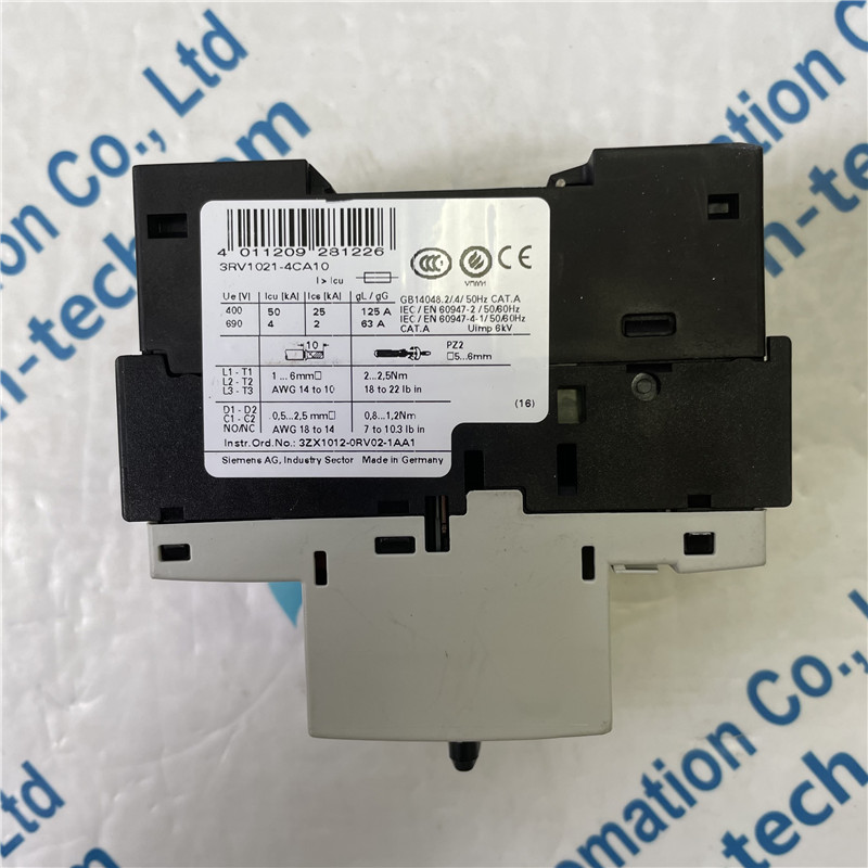 SIEMENS Plastic Case Circuit Breaker 3RV1021-4CA10 Circuit breaker size S0 for motor protection CLASS 10 A-release 17...22 A