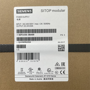 SIEMENS Power Module 6EP1436-3BA00 SITOP modular 20 A stabilized power supply input: 400-500 V 3 AC output: 24 V DC/20 A *Ex approval no longer available*