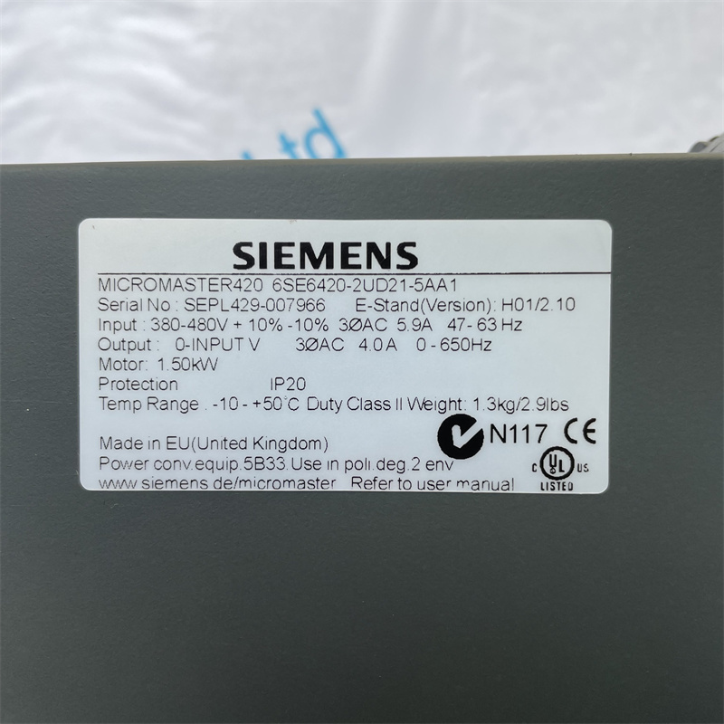 SIEMENS inverter 6SE6420-2UD21-5AA1 MICROMASTER 420 without filter 380-480 V 