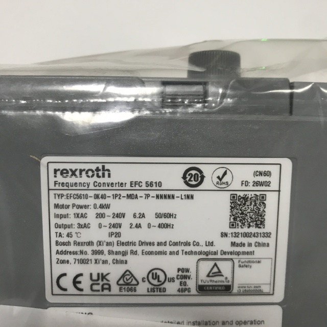 REXROTH frequency converter EFC5610-0K40-1P2-MDA-7P-NNNNN-L1NN