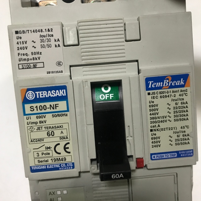 TERASAKI circuit breaker S100-NF 3P 60A