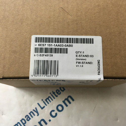 Siemens 6ES7151-1AA03-0AB0 SIMATIC DP, INTERFACE MODULE IM151-1 STANDARD FOR ET200S; TRANSMISS. RATE UP TO 12MBIT/S; DATA VOLUME 128BYTE FOR EACH INPUT AND OUTPUT; MAX. OF 63 POWER, ELECTR.