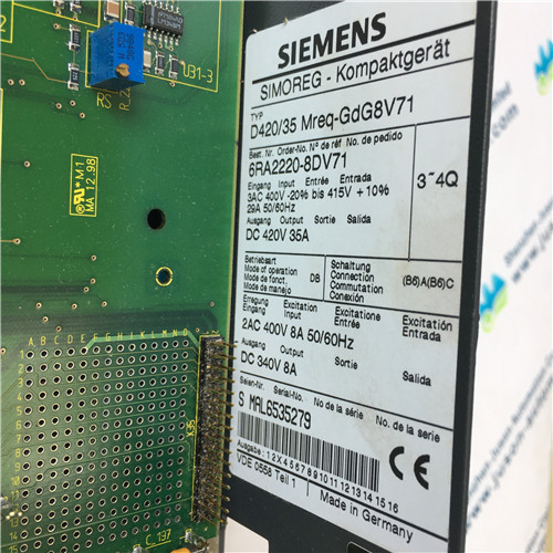 Siemens 6RA2220-8DV71 SIMOREG K CONVERTER IN HYBRID TECHNOLOGY FOR FOUR-QUADRANT DRIVES CONNECT.(B6)A(B6)C,3-PH.,AC400V D420/35 MREQ-GDG 8V70