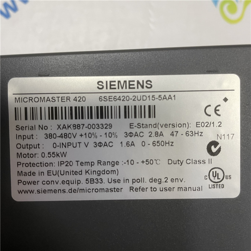 SIEMENS 6SE6420-2UD15-5AA1 MICROMASTER 420 without filter 380-480 V 
