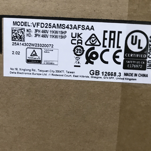 DELTA inverter VFD25AMS43AFSAA