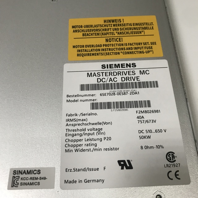 SIEMENS inverter 6SE7028-0ES87-2DA1