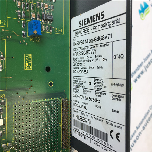 Siemens 6RA2220-8DV71 SIMOREG K CONVERTER IN HYBRID TECHNOLOGY FOR FOUR-QUADRANT DRIVES CONNECT.(B6)A(B6)C,3-PH.,AC400V D420/35 MREQ-GDG 8V70