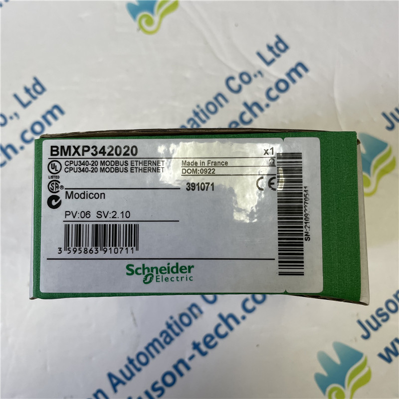 Schneider processor module BMXP342020 Processor module, Modicon M340 automation platform, max 1024 discrete + 256 analog I/O, Modbus, Ethernet