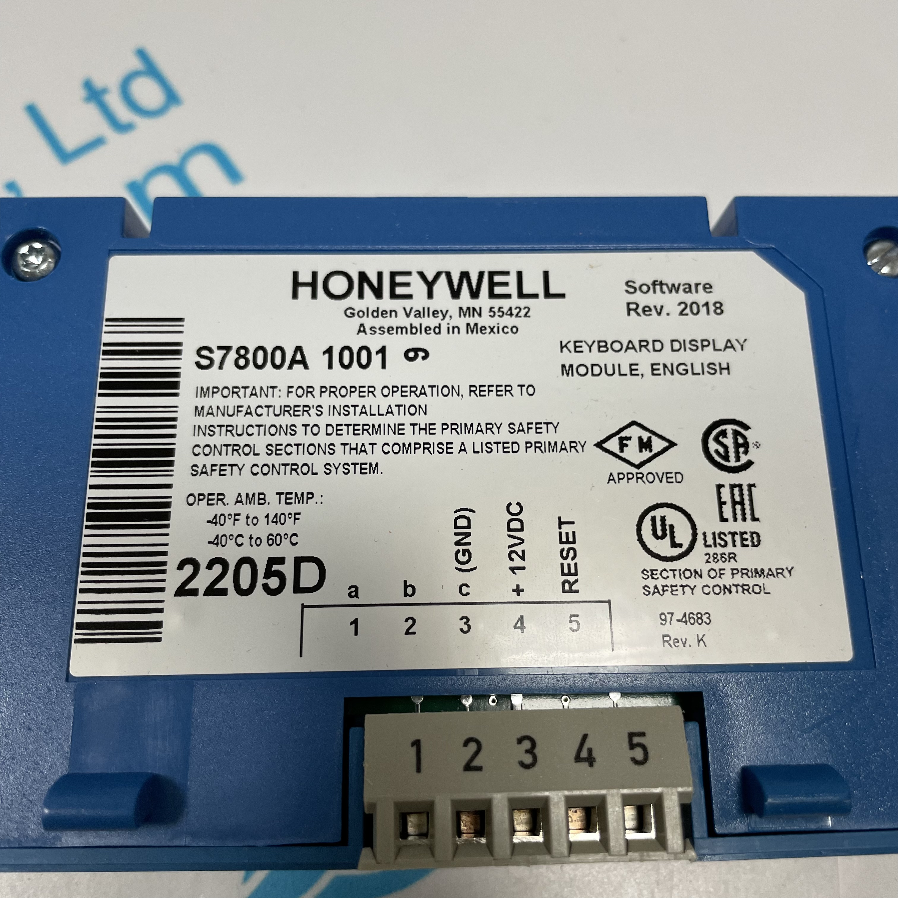 Honeywell button display module S7800A1001