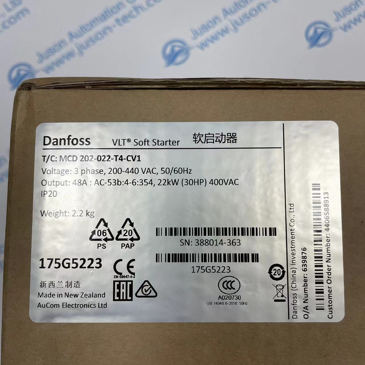 Danfoss soft starter MCD202022T4CV1 175G5223 
