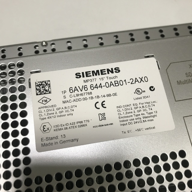 SIEMENS touch screen 6AV6644-0AB01-2AX0