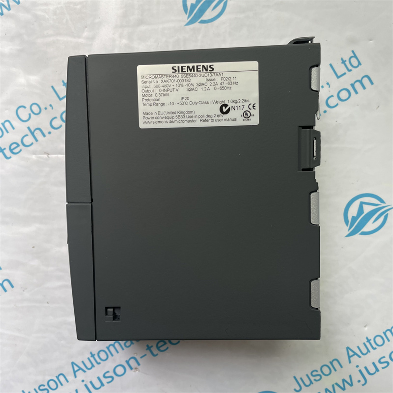 SIEMENS inverter 6SE6440-2UD13-7AA1 MICROMASTER 440 without filter 380-480 V 3 AC +10/-10% 47-63 Hz constant torque 0.37 kW overload 150% 60 s