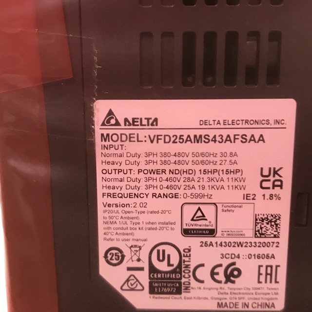 DELTA inverter VFD25AMS43AFSAA