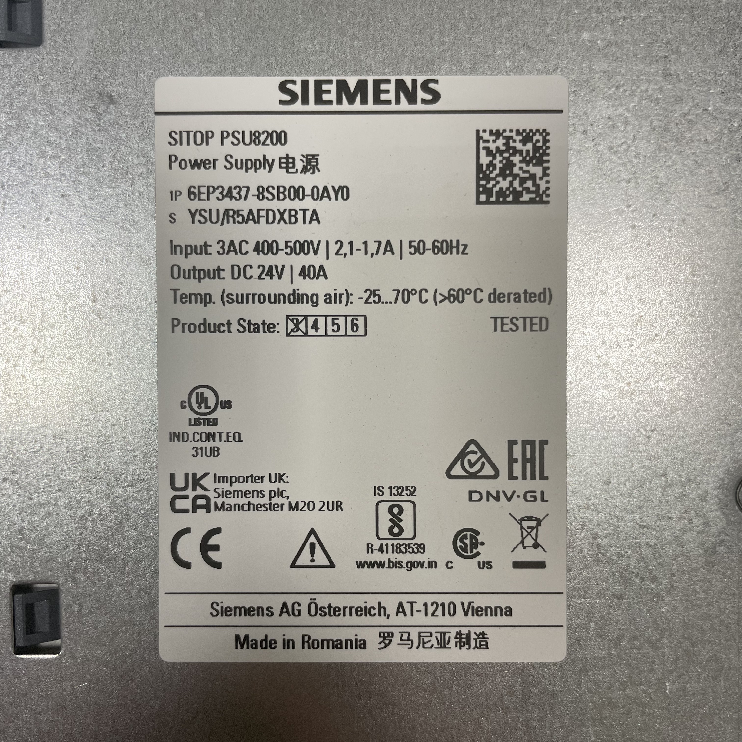 SIEMENS stable power module 6EP3437-8SB00-0AY0