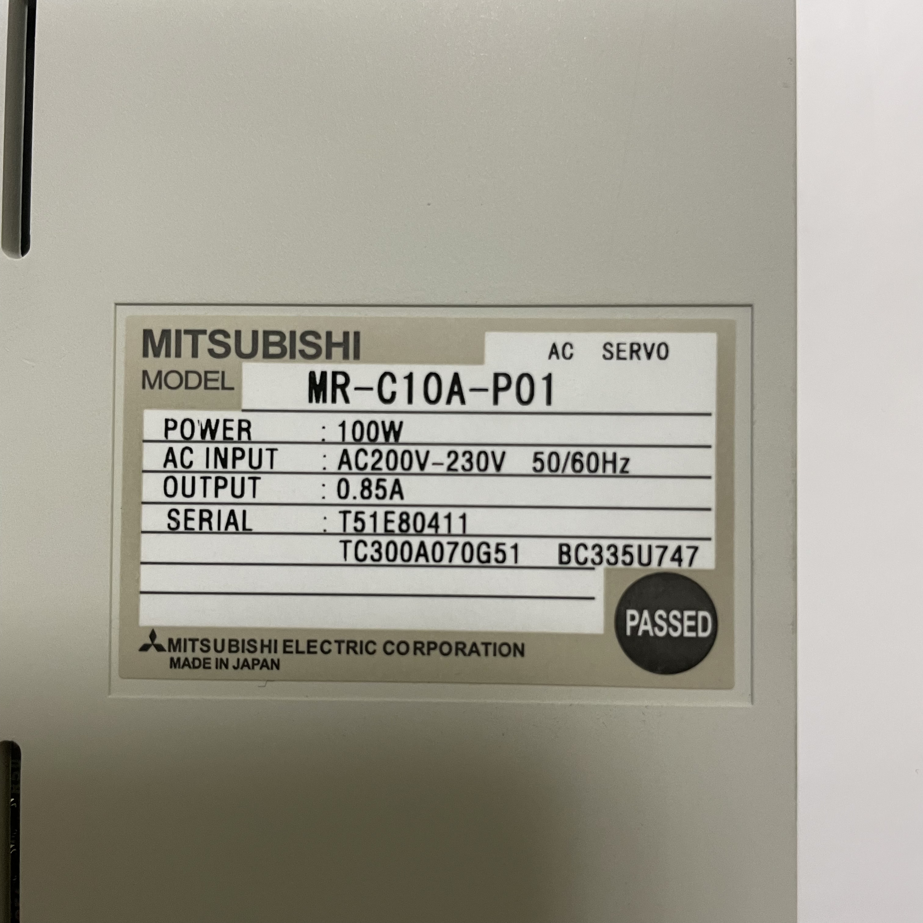 Mitsubishi servo driver MR-C10A-P01