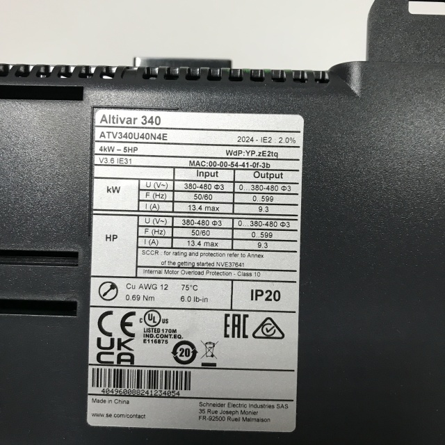 Schneider Three phase frequency converter ATV340U40N4E
