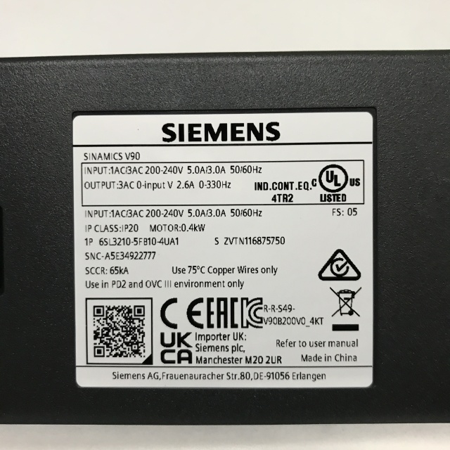 SIEMENS drive 6SL3210-5FB10-4UA1