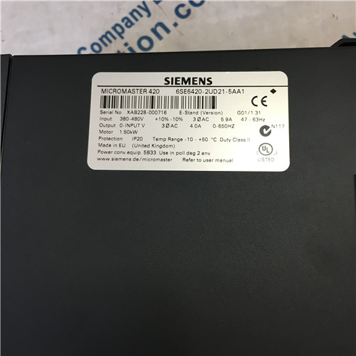 SIEMENS 6SE6420-2UD21-5AA1 MICROMASTER 420 without filter 380-480 V 