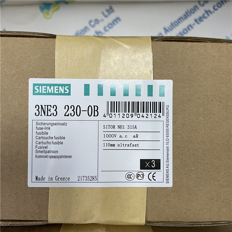 SIEMENS fuse 3NE3230-0B SITOR fuse link, with slotted blade contacts, NH1, In: 315 A, aR, Un AC: 1000 V, front indicator