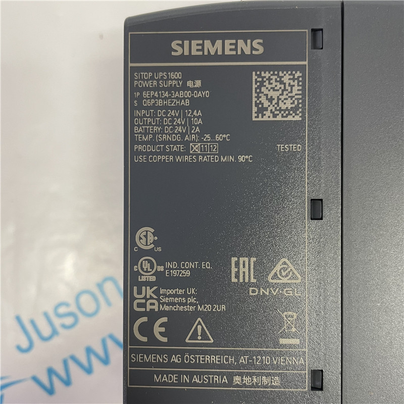 SIEMENS Power Supply 6EP4134-3AB00-0AY0 SITOP UPS1600 10 A uninterruptible power supply input: 24 V DC output: 24 V DC/ 10 A 