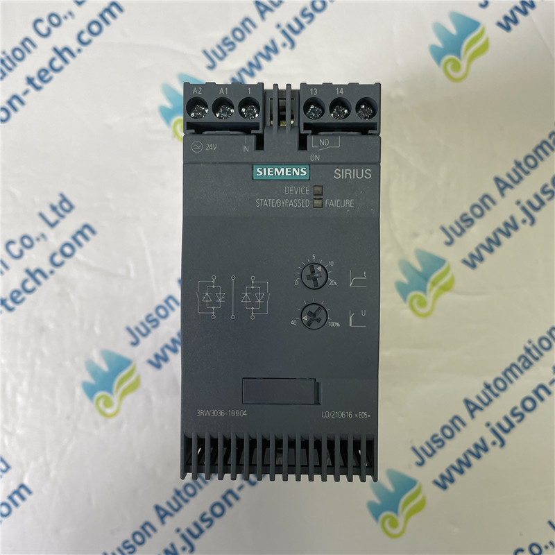 SIEMENS AC semiconductor motor starter 3RW3036-1BB04 SIRIUS soft starter S2 45 A, 22 kW/400 V, 40 °C 200-480 V AC, 24 V AC/DC Screw terminals