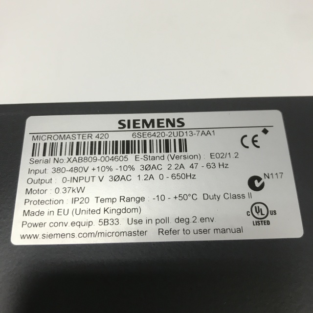 SIEMENS inverter 6SE6420-2UD13-7AA1