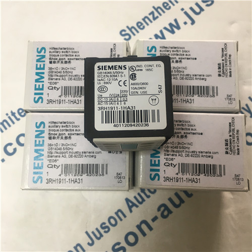 Siemens 3RH1911-1HA31 Auxiliary switch block, 3 NO + 1 NC EN 50012 screw terminal for motor contactors, 4-pole 